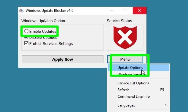Use Windows Update Blocker 2