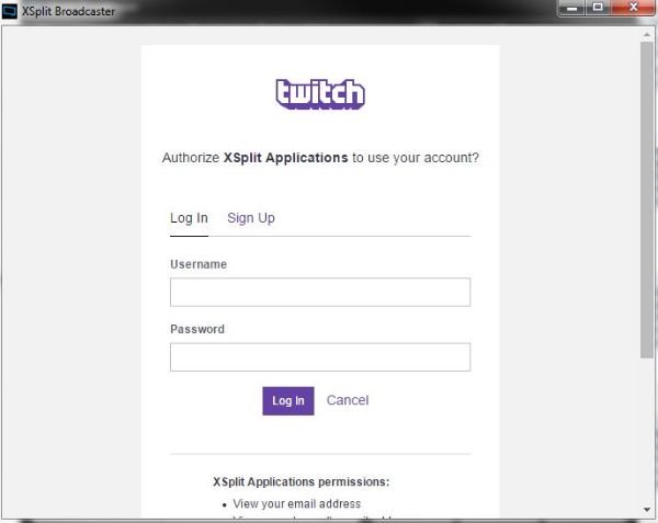 Authorize XSplit Application