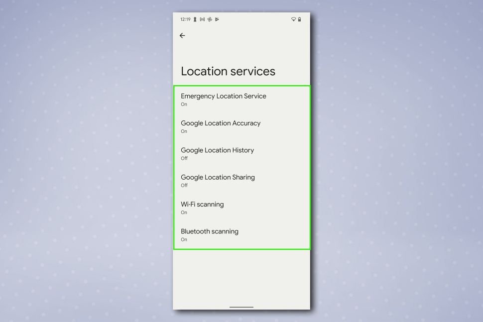 Select the location service